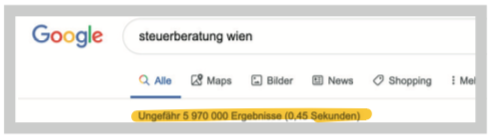 Google Suche Steuerberatung Wien