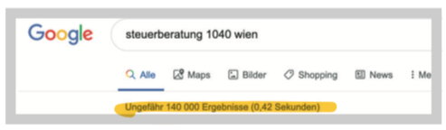 Google Suche Steuerberatung Wien 1040
