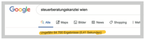 Google Suche Steuerberatungskanzlei Wien